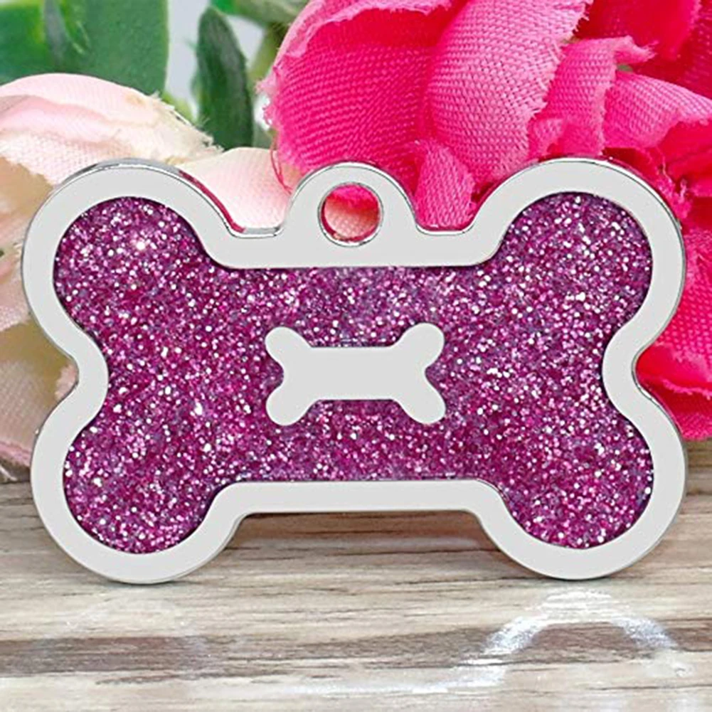 В форме кости сплав собака тэг идентификационноо имени Блестки Bling Pet