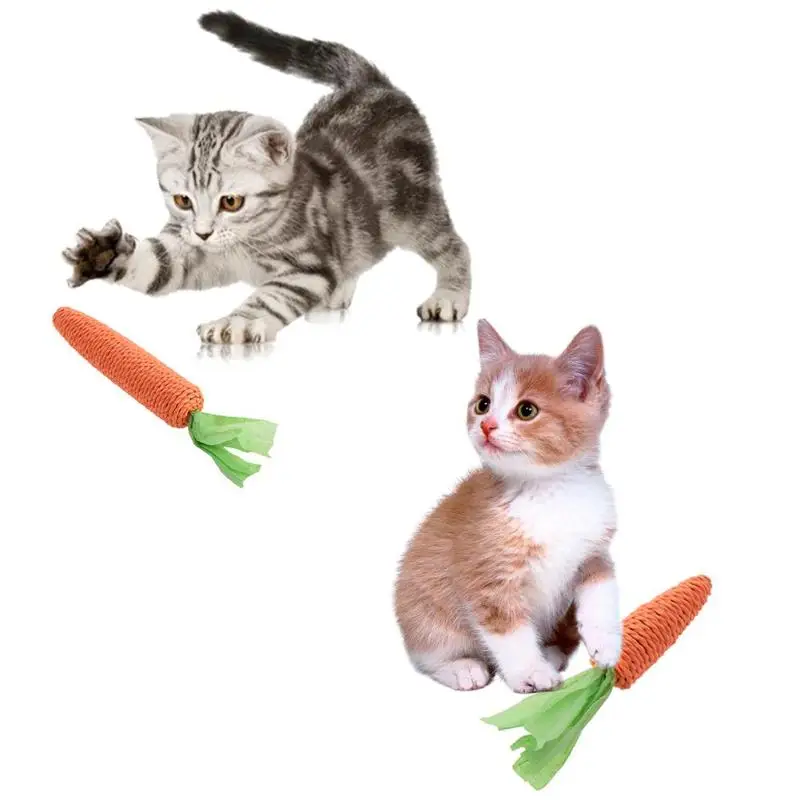 1pc Pet Cat Toys Interactive Hemp Rope String Carrots Radish Toy Bite