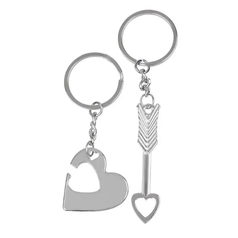 2pc/Set Love Heart Arrow Shape Alloy Keyrings Key Chains Lovers Couples