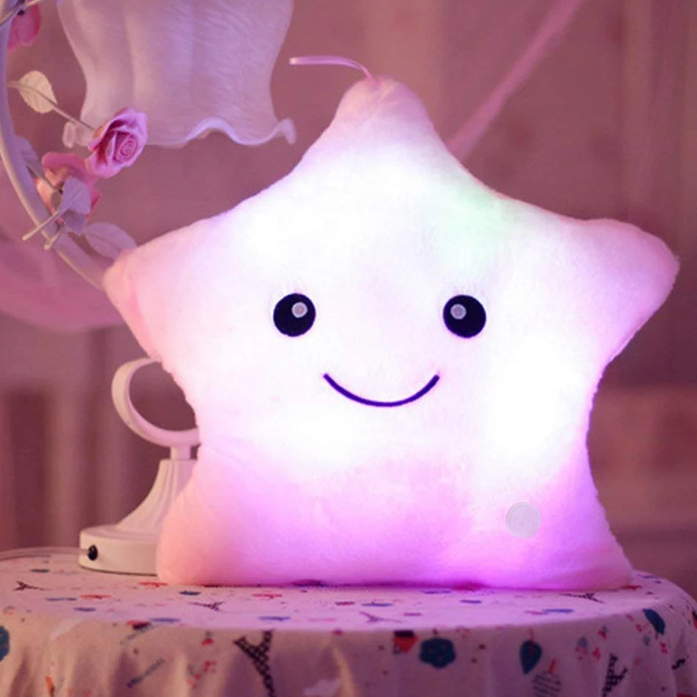 

LED Star Pillow Toy Blue Plush Stuffed Doll Kids Room Decor Kid Gift Glowing LED Star Cushion Pillow