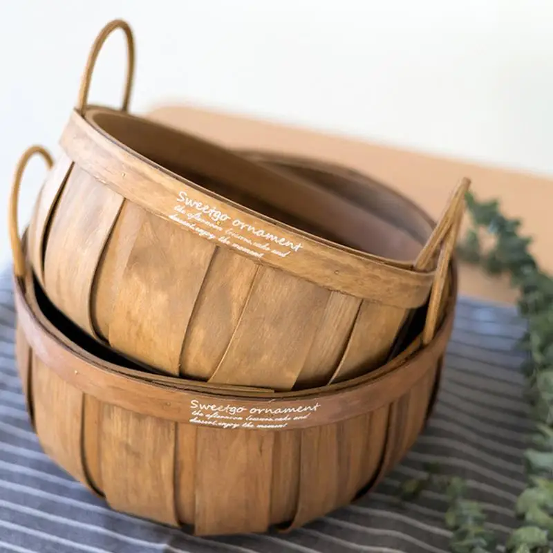 2 الأحجام خشبية الخضروات سلة الحاويات تخزين التخييم سلة النزهة حديقة Trugs الغذاء الفاكهة منظم مطبخ الديكور 2 الأحجام خشبية الخضروات سلة الحاويات تخزين التخييم سلة النزهة حديقة Trugs الغذاء الفاكهة منظم مطبخ الديكور