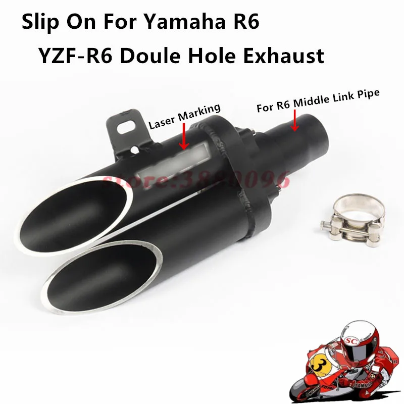 

Motorcycle Full Exhaust System Slip on For Yamaha R6 YZF 2006-2016 2 Holes Aluminum Exhaust Muffler Pipe