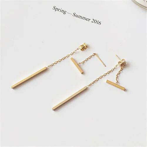 

Epiphany 2019 New Arrival Korea Simple Temperament Versatile European And American Wind Metal Long Stud Earrings
