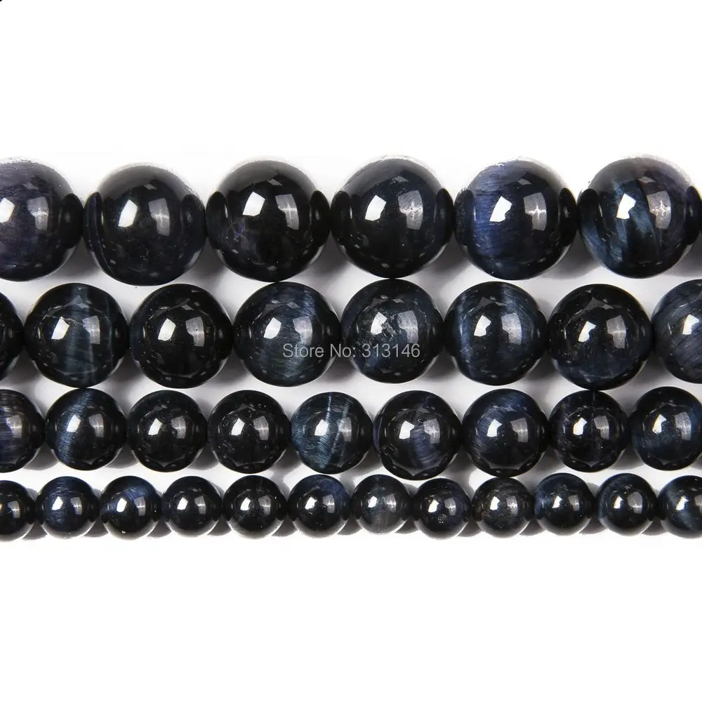 

Natural Round Gem Loose Dark Blue Tiger Eye Agate Stone Strand Bead for DIY Bracelet Necklace Jewelry Making 4/6/8/10/12mm