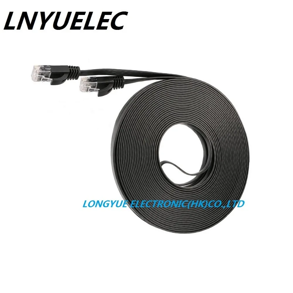 

3 5 M, 10 M 1.5m2m 15m30m Of Pure Copper Wire Flat Cat6 Utp Patch Cable Rj45 Ethernet Network Lan White / Black, White / Black