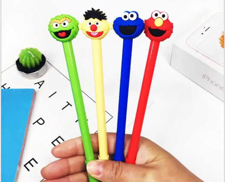 

24pcs/lot 18cm Funny Elmo Cookie Cap Black Ink Writing Gel Pens Study Materials Kids Birthday Party Take-home School Favor