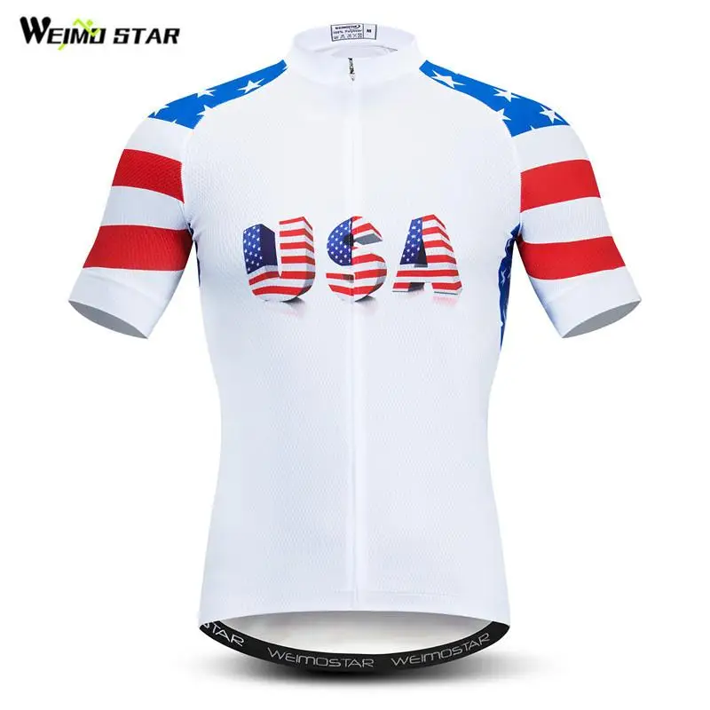 Weimostar США Команда трикотаж рубашка лето для мужчин дышащий Велосипедный спорт костюмы короткий рукав Канада одежда для велоспорта трикотаж
