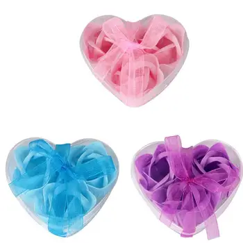 

3pcs/Box Rose Flower Body Bath Scented Soap with PVC Box Valentine Day Gift Skin Care Body Bath Scented Soap Gift