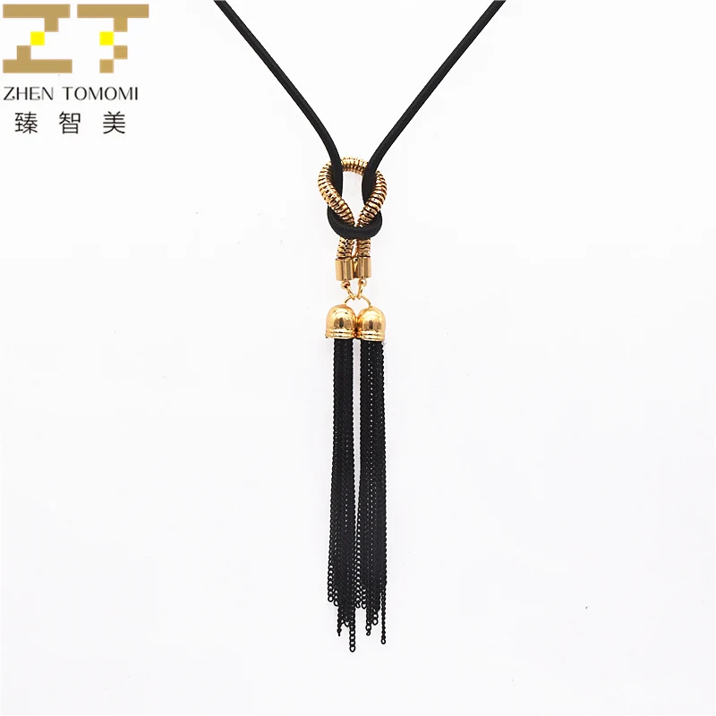 

Hot New Fashion Necklace Jewelry Black Tassel Pendants Necklace Maxi Statement Necklace Long Necklace For Women Jewelry 2017