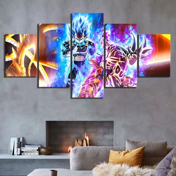 

Home Decor Pictures Prints Canvas 5 Piece Modular Dragon Ball Poster Anime Son Goku Kakarotto Living Room Decorative Wholesale