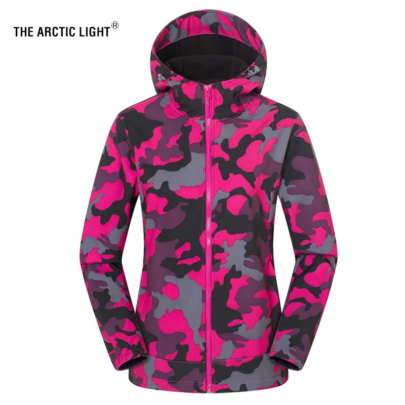 القطب الشمالي ضوء النساء الرجال الصوف الصيد التخييم معطف للرياضة التمويه ماء دافئ يندبروف في الهواء الطلق التزلج معطف وردية