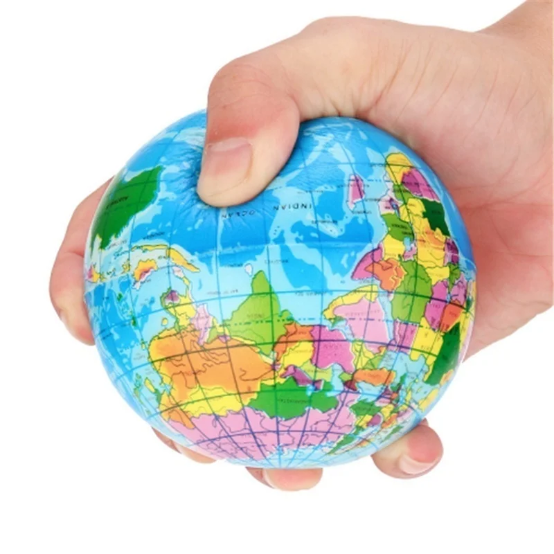 2 Pcs/lot 76mm/60mm Globe Ball Anti Stress Toys For Adults Kids Squeeze Toys World Map Earth Ball Stress Reliever Fun Kid Toy