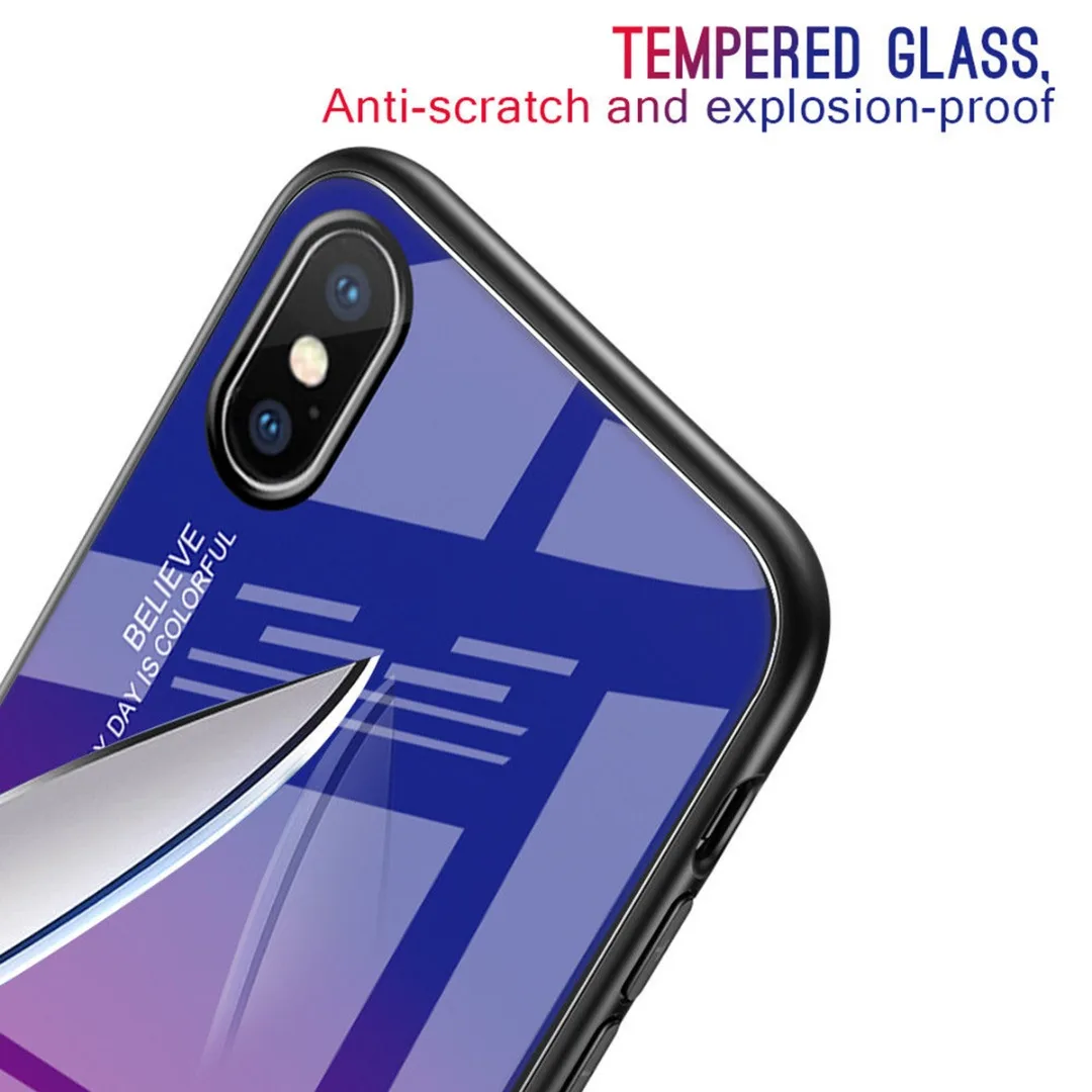 Luxury Capa Shockproof Gradient Tempered Glass Phone Case Back Cover For iPhone 7 8 plus 6 6s plus For iphone X XS Max XR Fundas Luxury Capa Shockproof Gradient Tempered Glass Phone Case Back Cover For iPhone 7 8 plus 6 6s plus For iphone X XS Max XR Fundas