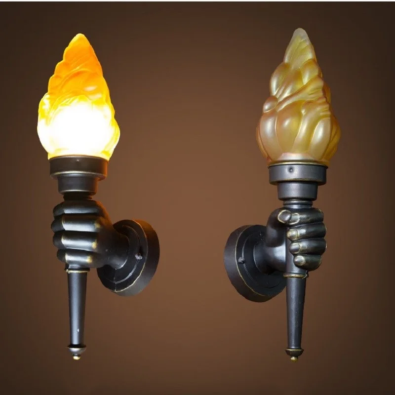Günstige Kreative Retro Industrie Taschenlampe Hand Wand Lampe Emulation Flamme Wirkung Licht für Restaurant Cafe Bar Veranda Gang Treppen Schlafzimmer