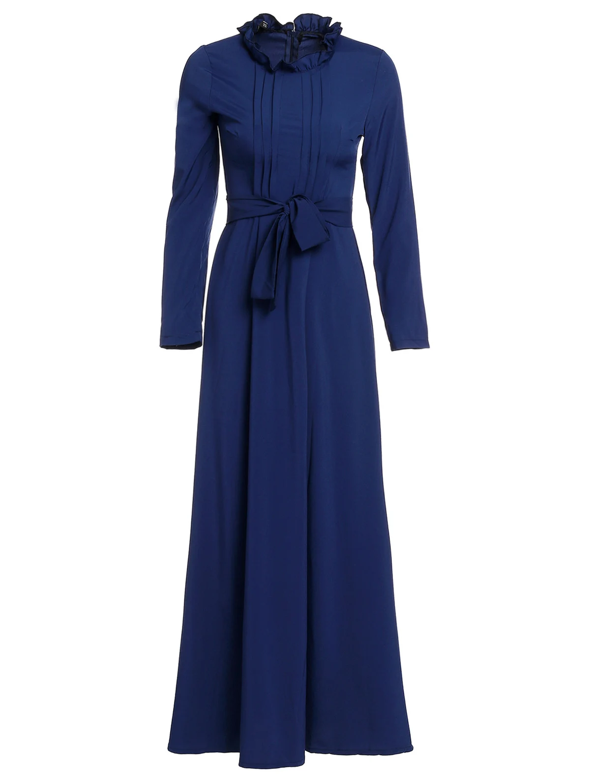 

VESTLINDA Stylish Stand Neck Long Sleeve Solid Color Women's Maxi Dress On Sale