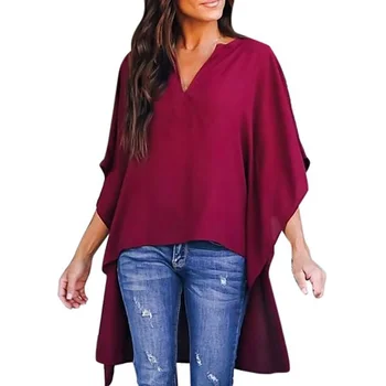 

2019 Fashion Women Sexy V Neck Half Sleeve New Summer Leopard Print Casual Loose Irregular Tops T Shirts Casual T-shirt