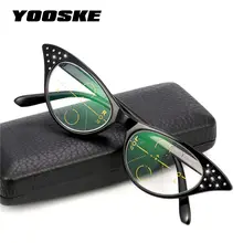 YOOSKE прогрессивные многофокальные очки для чтения для женщин Кошачий глаз многофокусные очки переход дальнозоркости по рецепту пресбиопии