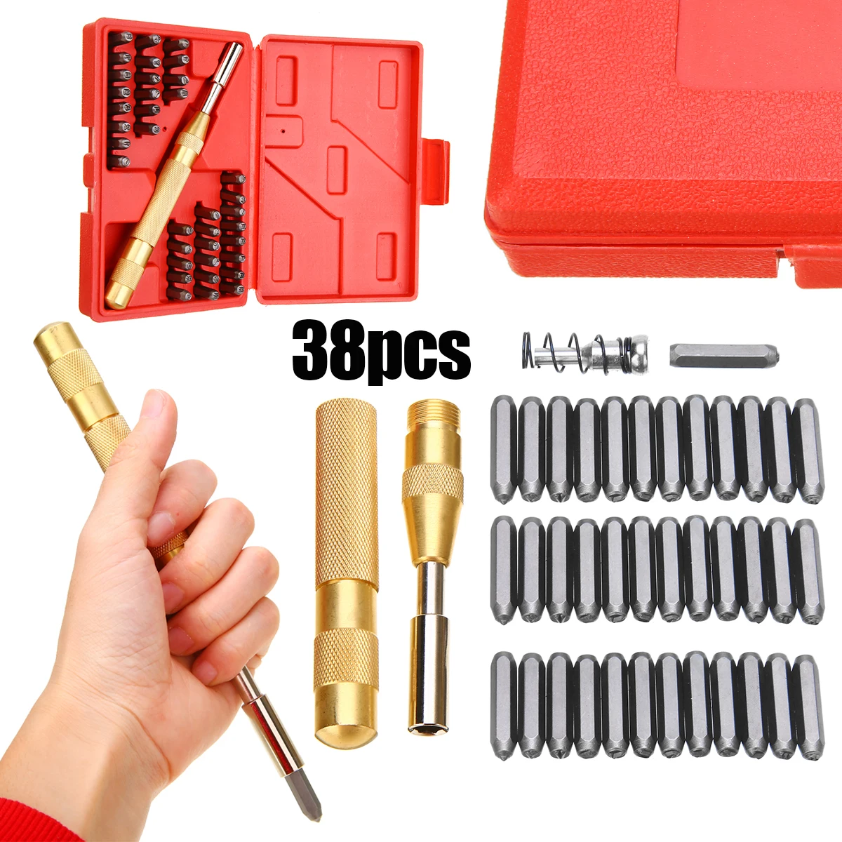 

38pcs 1/8'' Steel Number Letter Hand Stamp Punch Set Soft Metal Punch Imprint Tool Kit For Leather Craft Tool