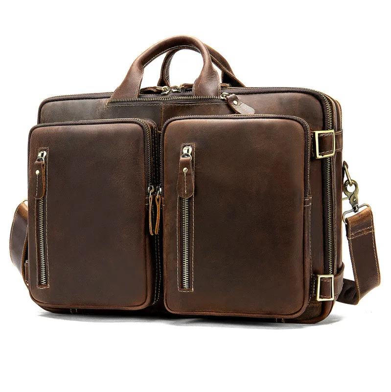 

Business Computer Tote Document Vintage Handbags 732-40 Men's Briefcase Genuine Leather Shoulder Bag For Men Briefcase Men Bag