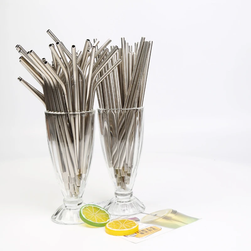 

100pcs Metal Straws Can Be Reused 304 Stainless Steel Drinking Water Pipes 215 Mm x 6 Mm Curved Straws And 50 Straight Straws