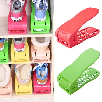 

Plastic Shoes Organizer Stand Shelf Shoes Storage Rack Double Adjustable Save Space Shoe Holder Living Room Shoes Organizer