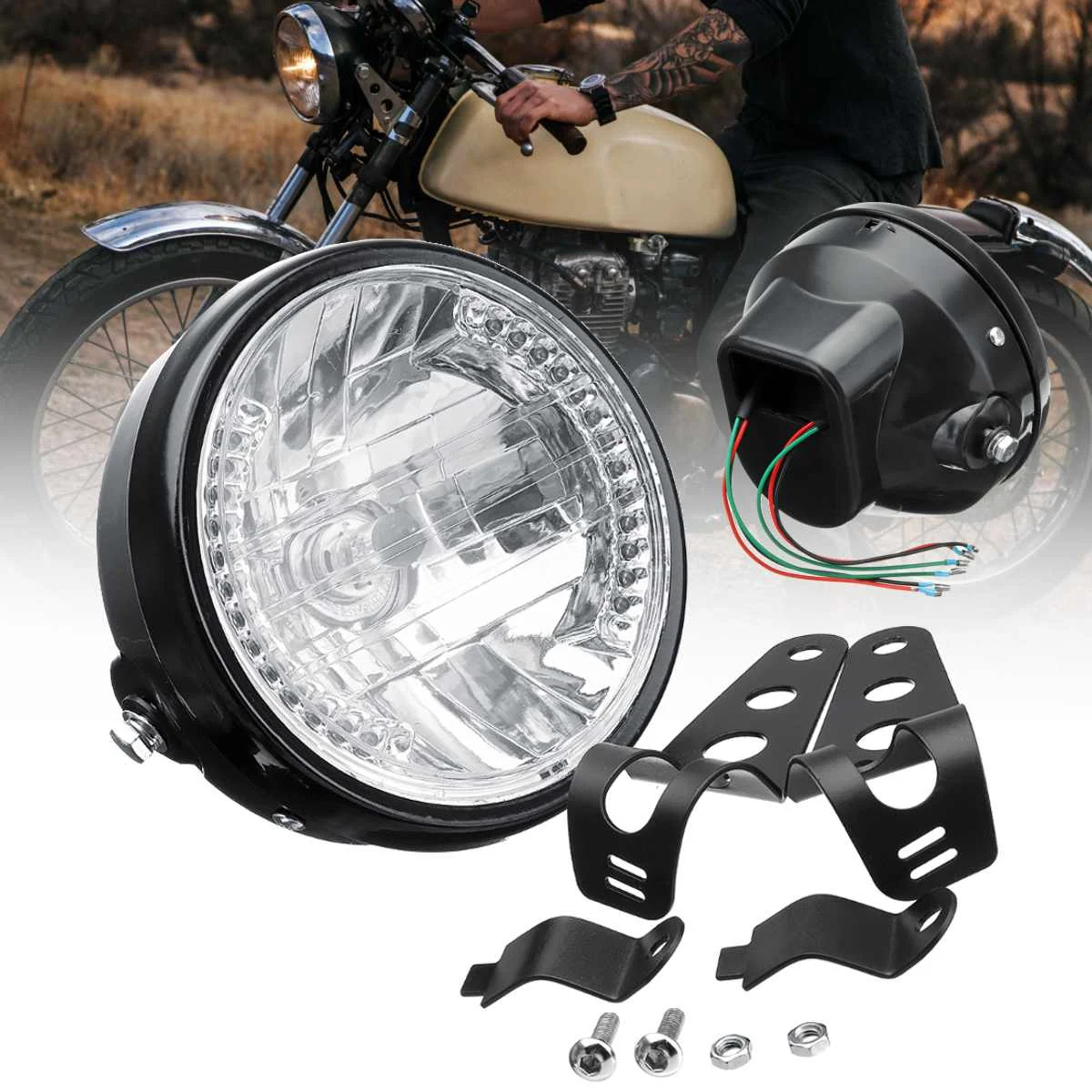 

7 inch H4 35W Halogen Bulb Motorcycle ATV Headlight with Turn Light with Bracket