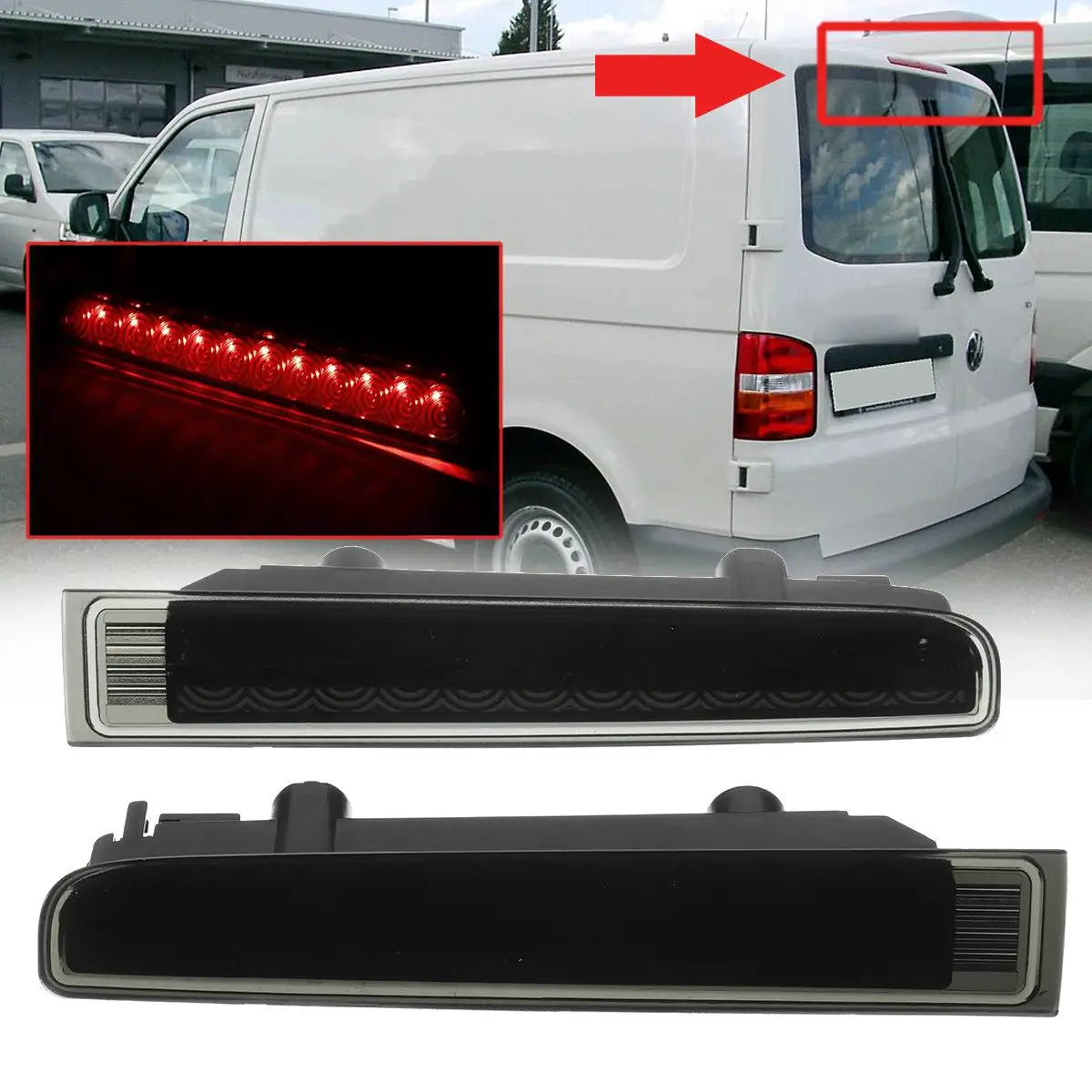 

Pair Rear Bumper Reflector Car Third Brake Light Barn Door High Mount Stop Led Third Level Light Lamp for VW T5 T6 2003-2016
