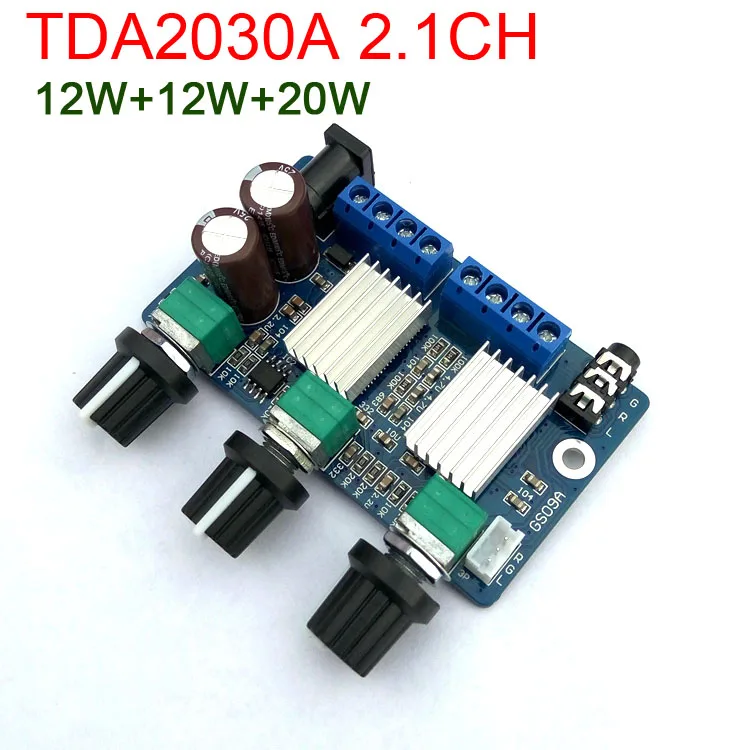 

DYKB TDA2030A 2.1 CH 20W+2W+12W Subwoofer Bass Audio Power Amplifier Board 3 Channel Digital Class D AMP Module FOR 12V CAR