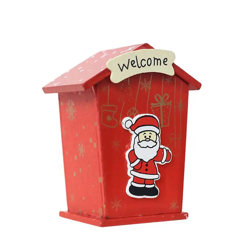 

1 pc Christmas Themed Money Box Creative House Cute Wooden Cartoon Saving Box Piggy Bank for Children Kids