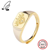 100% Sterling 925 Silver Gold Color Square Tribal Imprint Ring Jewelry Vintage Adjustable Rings Unisex Gift Man Women Open Ring 100% Sterling 925 Silver Gold Color Square Tribal Imprint Ring Jewelry Vintage Adjustable Rings Unisex Gift Man Women Open Ring