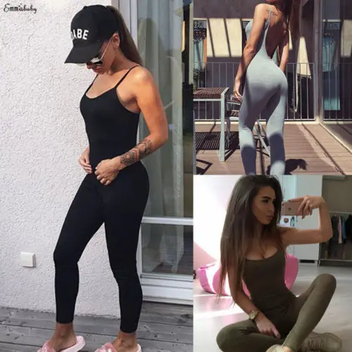 

GLANE Woman One Piece Yoga Gym Fitness Sleeveless Slim Suit Workout Active Jumpsuits