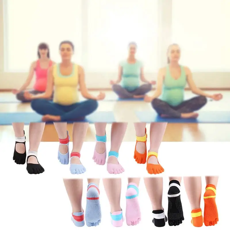 

Women Yoga Socks Five Fingers Toe Non-Slip Fitness Socks Ankle Back For Yoga Pilates Barre Bikram Ballet Gym Sports Cotton Socks
