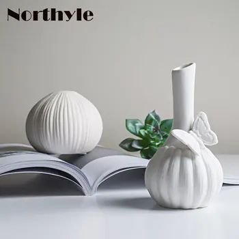 

Nordic white cermamic jar home Decorative flower bottle porcelain vase art crafts wedding decor flowerpot