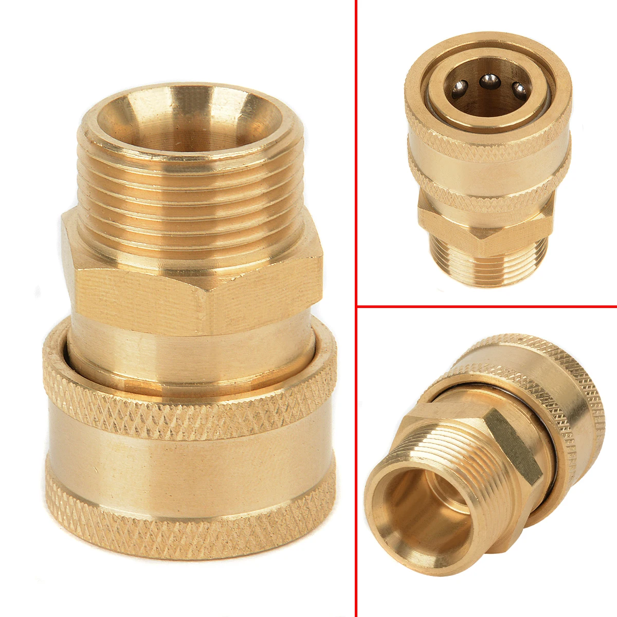 

1pc Copper 3/8" Female Thread Quick Release Adapter Connector Connect to M22 Metric Male Fitting For Pressure Washer Hose Mayitr