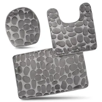 

Bathroom Rug Mats Set 3 Piece - Memory Foam Extra Soft Shower Bath Rugs – Contour Mat and Lid Cover - Perfect Combination of L