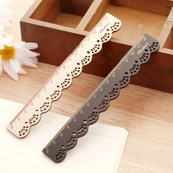 

w19 w21w16 Stationery Student Supplies LACE BROWN Wood Sewing OSS-0098 Ruler