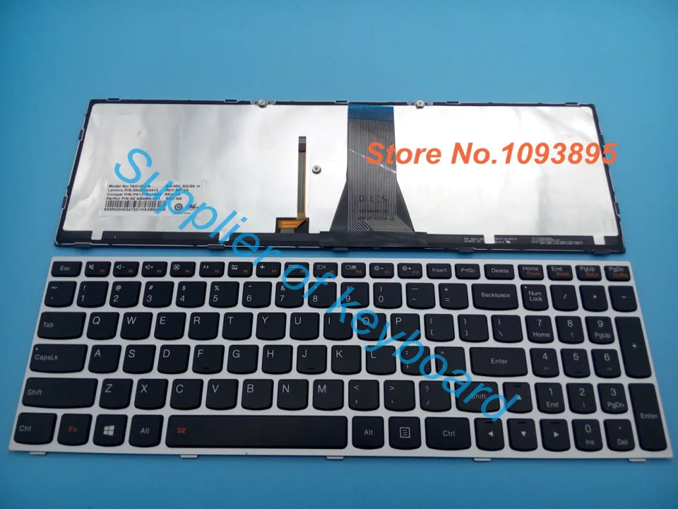 Новая английская клавиатура для lenovo E50 70 80 E51 Z51 Z70 с подсветкой серебряной