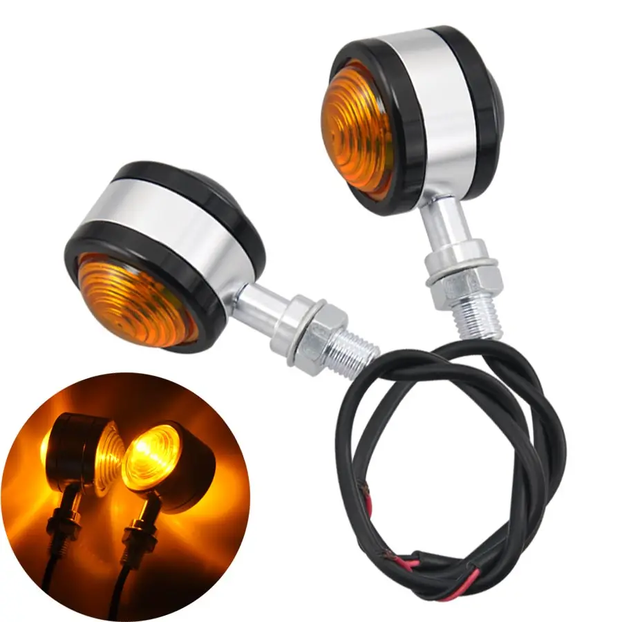 

Retro Modified Double-face Smoke&Yellow Lens Black Bezel Turn Signal Light Amber Light Universal For 10MM Thread Bolt Models