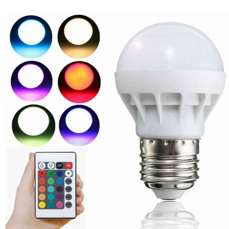 3 Вт E27 светодиодный RGB светильник лампа с ИК пультом дистанционного управления