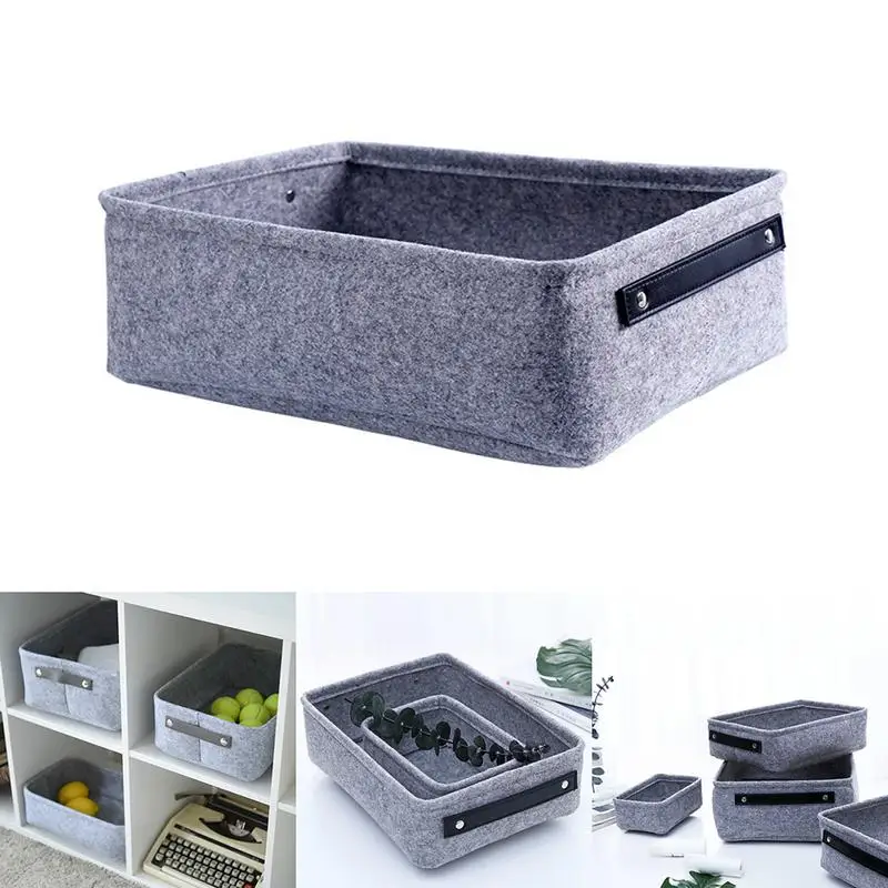 

1PC Felt Storage Basket Living Room Tea Table Sundries Storage Basket Cloth Art Felt Storage Box Bedroom Underwear Socks Holder