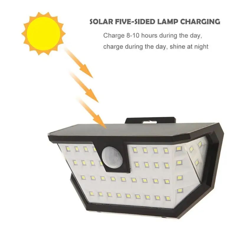 

48LED 600LM Grinded Solar 5-sided Lamp 2.9W Human Motion Induction Light Three Modes Waterproof Lamp Lights For Outdoor Garden