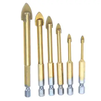 

6pcs 4/5/6/8/10/12mm Hex Shank Triangle Spear Point Head Mirror Ceramic Marble Tile Glass Drill Bits