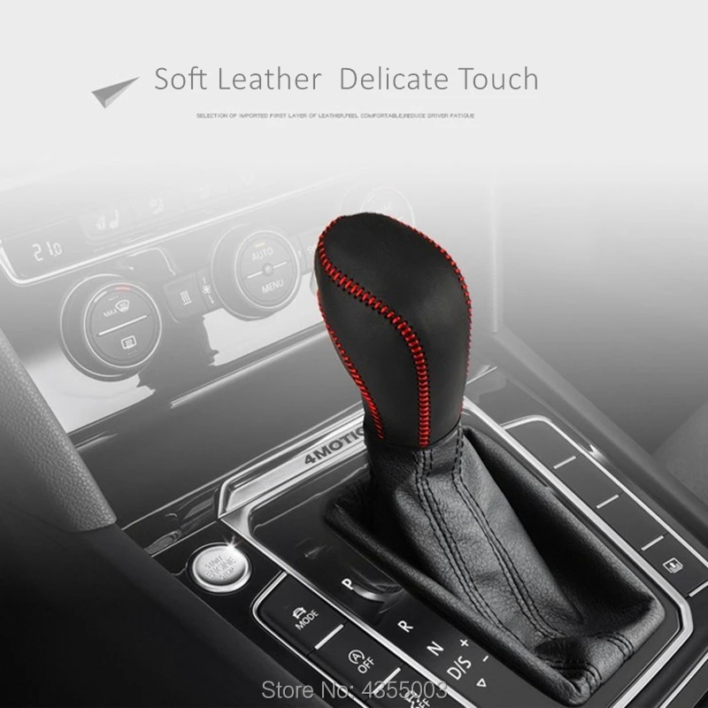 Car Gear Head Shift Knob Cover Real Leather Case For Volkswagen Golf 6