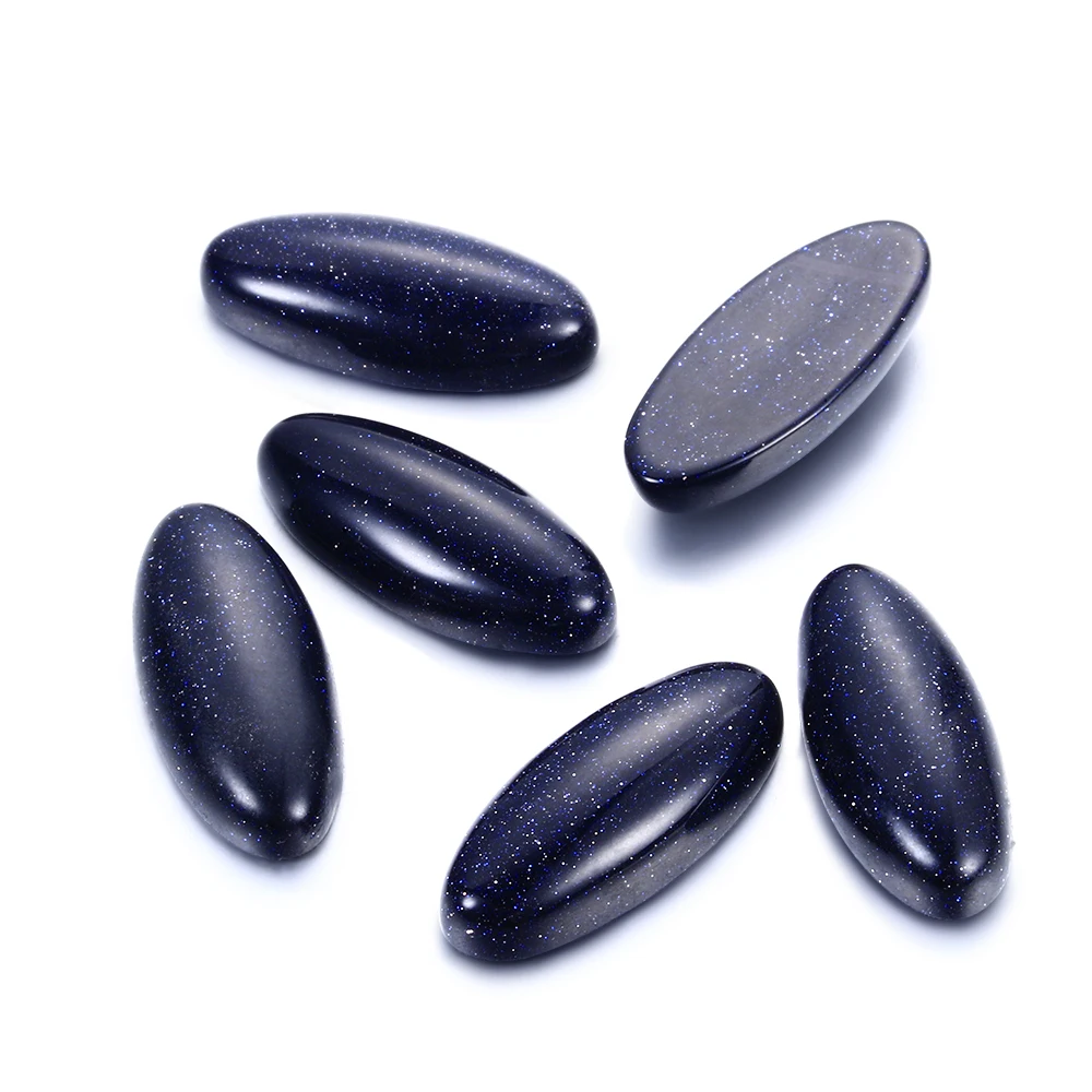 

12.66 ct Natural Oval Blue Sand Stone 11x25MM Big Loose Gemstones 2.5G Hotsale Decoration Stone Jewelry Ring Accessories 10 Pcs