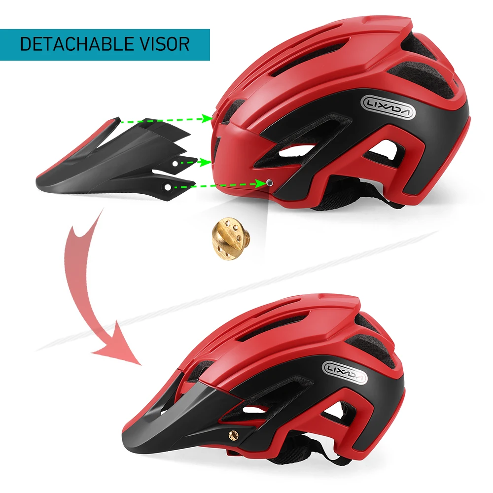 Lixada велосипедный шлем EPS светоотражающий велосипедный шлем 2 в 1 MTB дорожный шлем цельно-Формованный со съемным козырьком