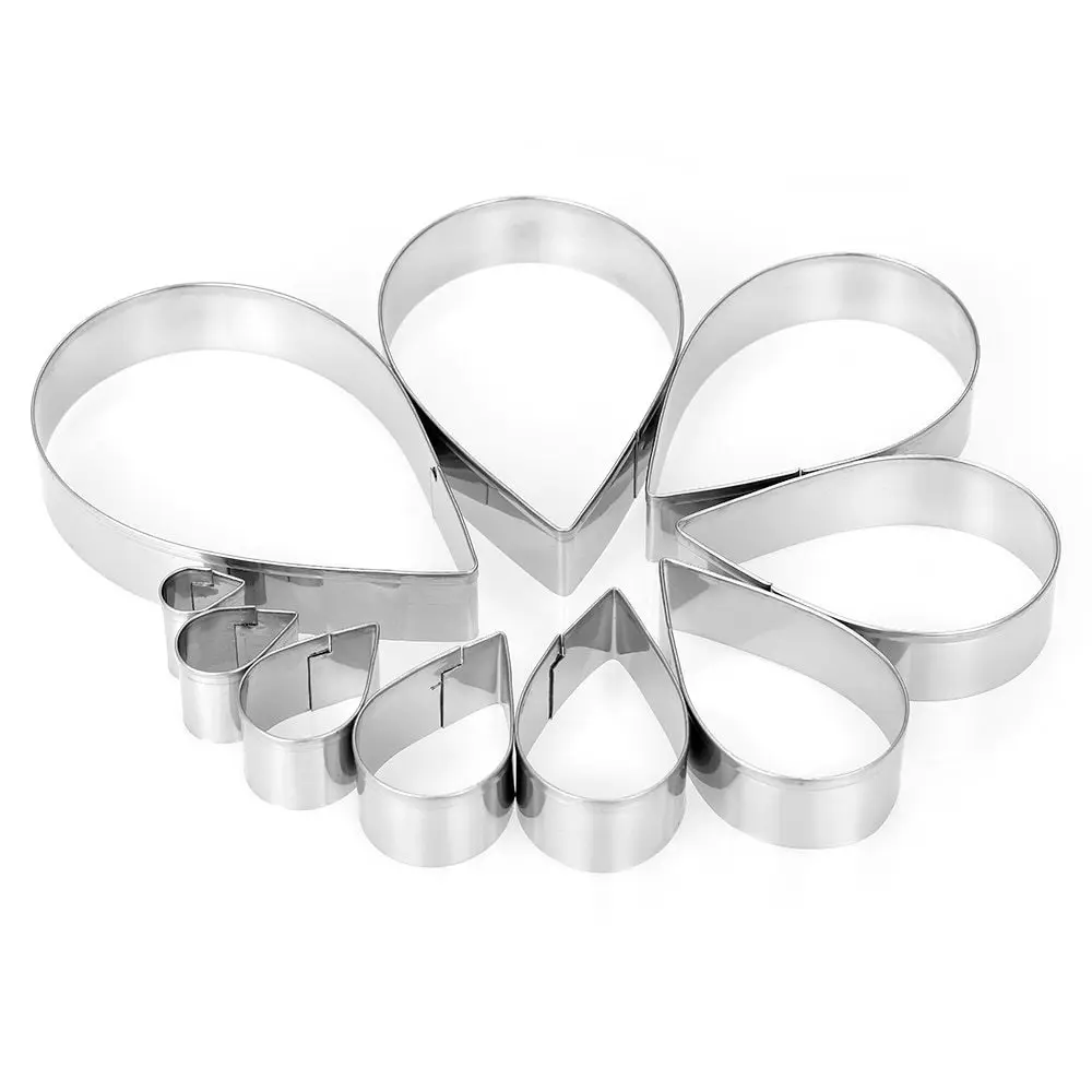 

10pcs Austin Rose Cookie Mold Stainless Steel Fondant Biscuit Sandwich Cookie Cutter Water Drop Cookie Cutter Tool Set