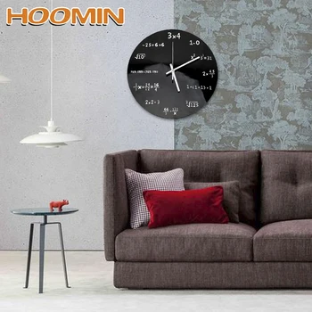 

HOOMIN Mathematical Formula Wall Clock Wooden Acrylic DIY Wall Sticker Quartz Clock For Living Room Bedroom Decoration 30*30cm