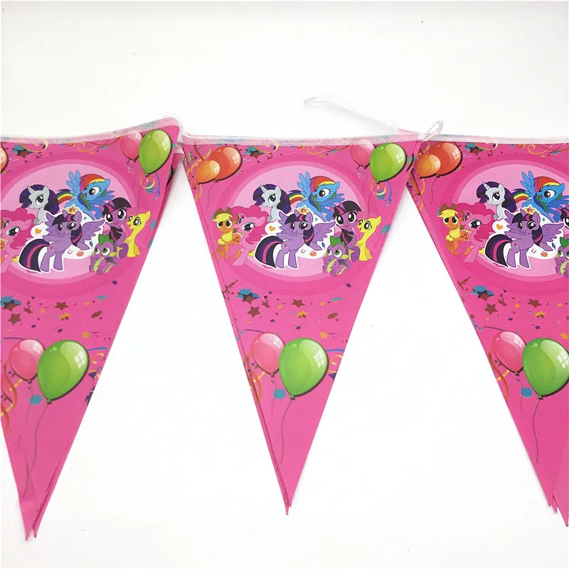My Little Pony 10Pc 2.5M Baby Birthday Cartoon Banners Disposable Banners Party Flag Children Birthday Party Flag Supplies