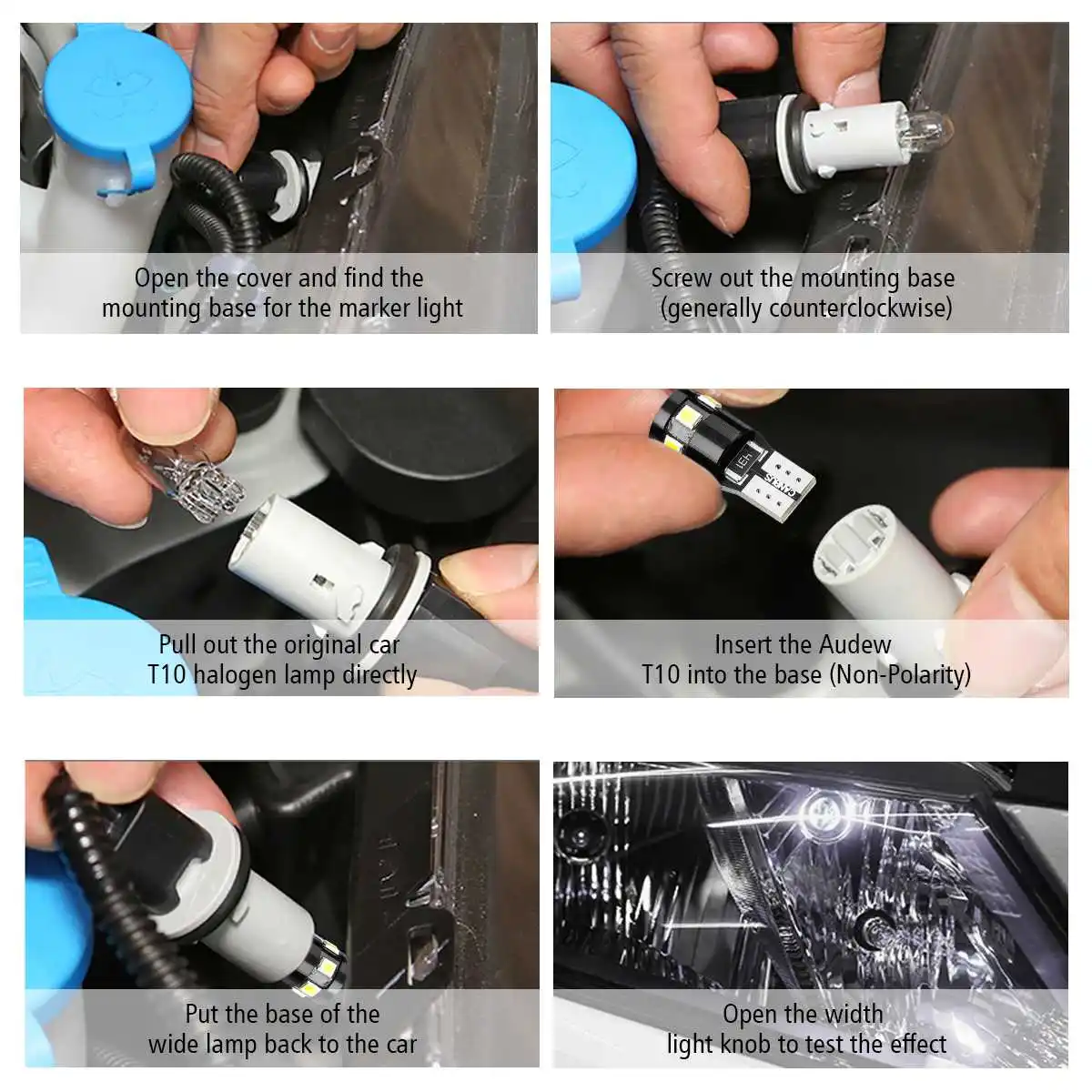 10 шт AUDEW T10/W5W светодиодный боковых габаритных огней лампы 9 SMD2835 светодиодный витые бусины авто тормоз с клиновым разжимом лампа IP65