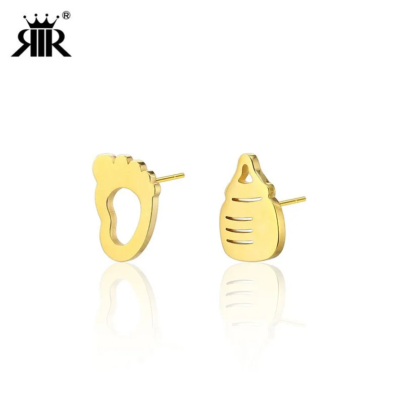 RIR прекрасный симп элегантный ювелирные изделия бутылка для детского молока Асимметричная серьга и младенческой следа серьги подарок для большой новой мамы